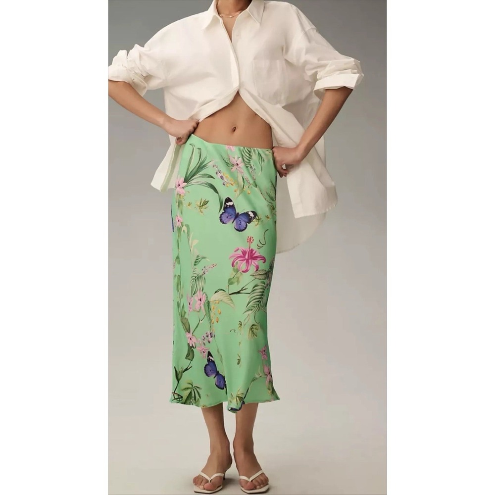 Anthropologie The Tilda Midi Slip Skirt Floral Butterfly Print Y2K 90s Medium